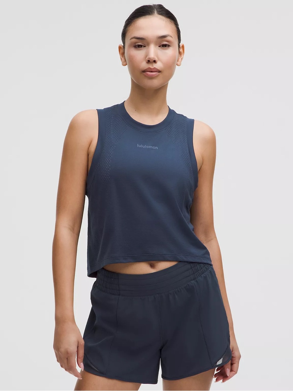 Lululemon Navy Swiftly Cropped Tank Top